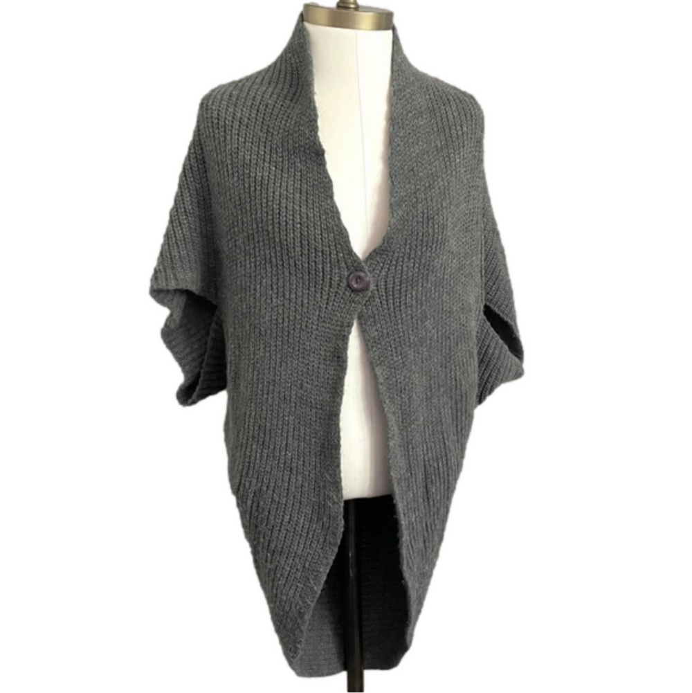 Gray Cocoon Mohair Wool Blend Cardigan Sweater Vest - S 🇮🇹 - Picture 3 of 9